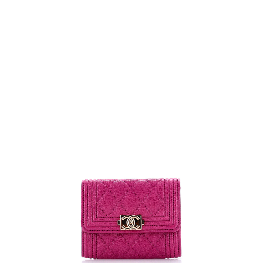 Chanel Boy Flap Card Case Quilted Caviar